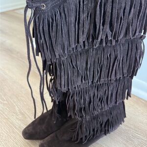 Michael Kors Brown Fringe Boots